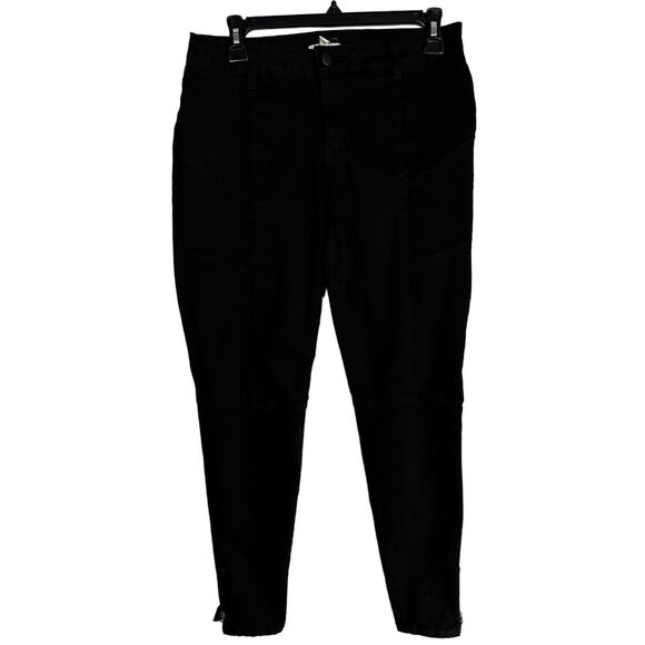 Eileen Fisher Skinny Jeans 8 Black Mid Rise Ankle Zip Organic Cotton Minimalist - Picture 1 of 8